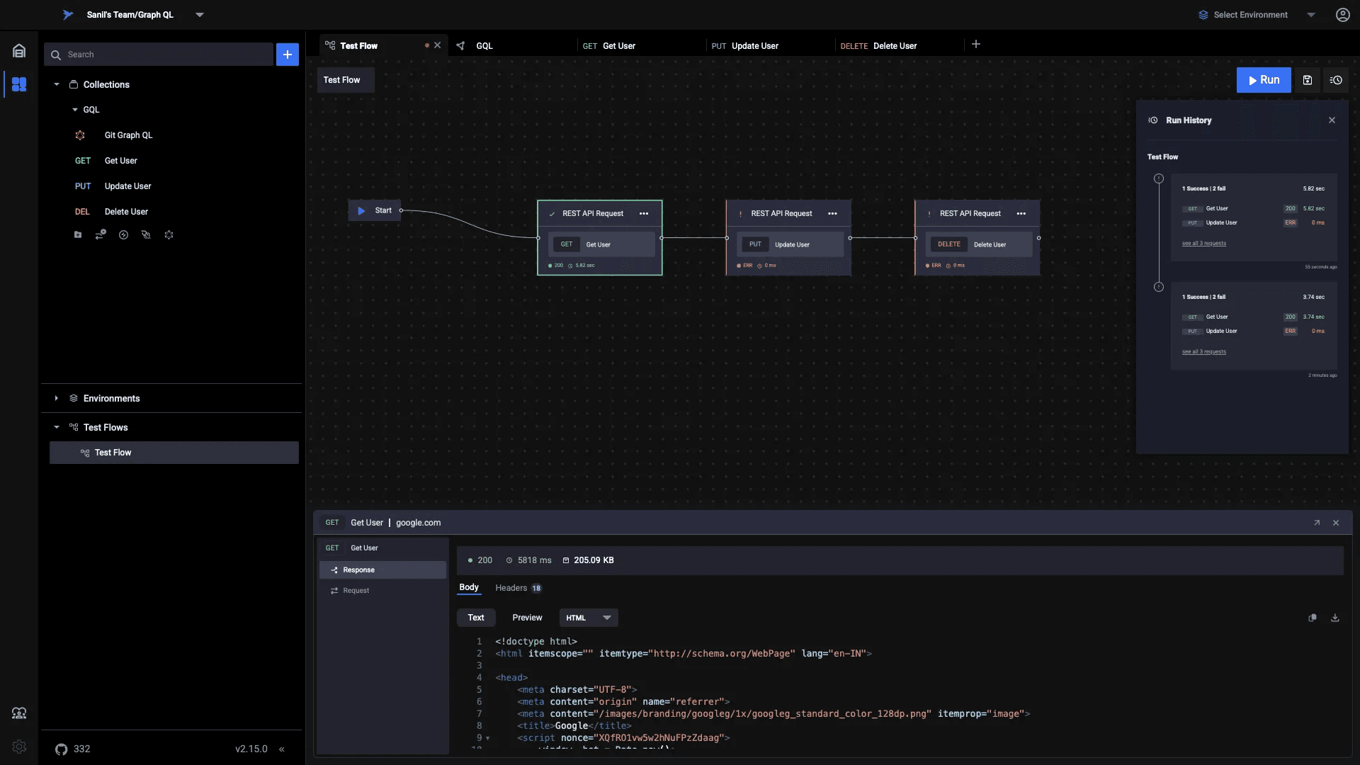 A screenshot of Sparrow, a API testing tool.